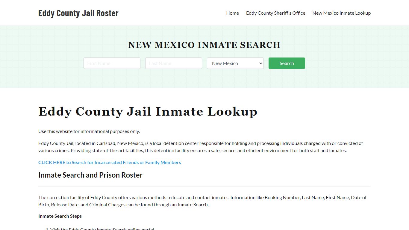 Eddy County Jail Roster Lookup, NM, Inmate Search